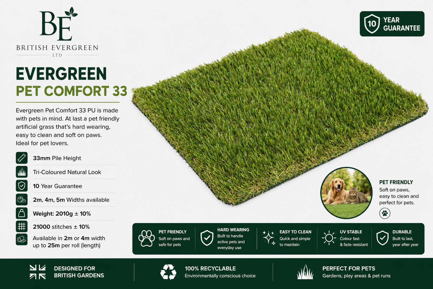 Evergreen Pet Comfort 33 - £19.99m²