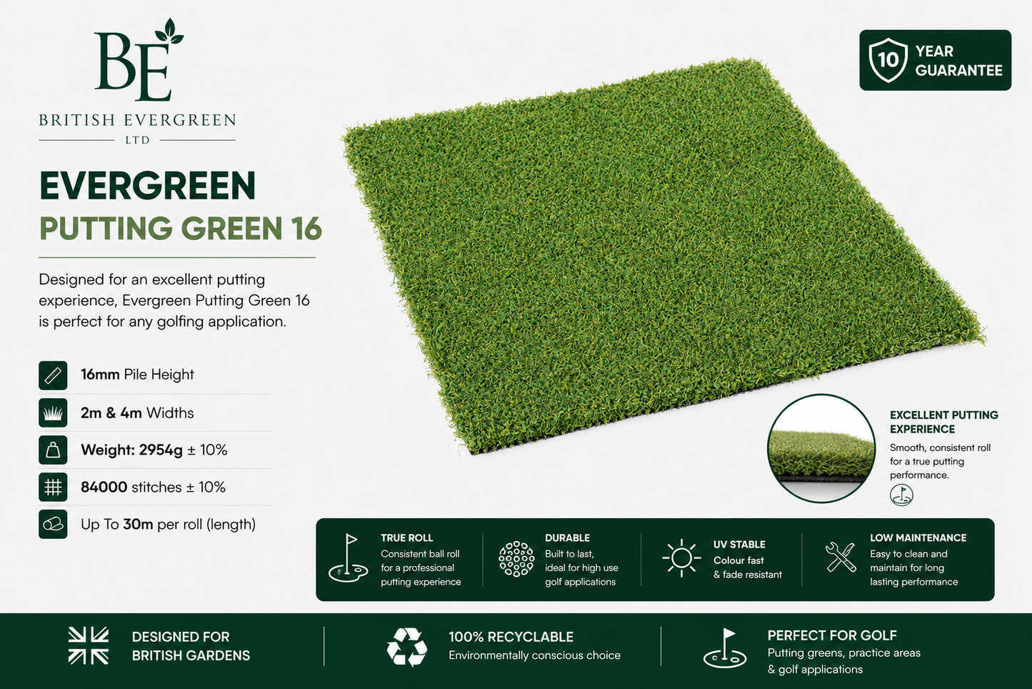 Evergreen Putting Green 16 - £22.99m²