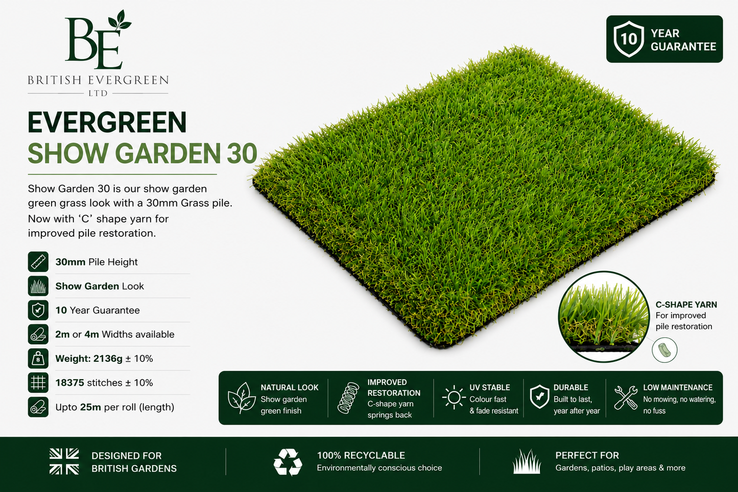 Evergreen Show Garden 30 - £17.99m²