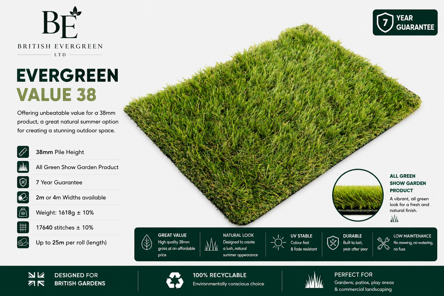 Evergreen Natural 38 - £15.99m²