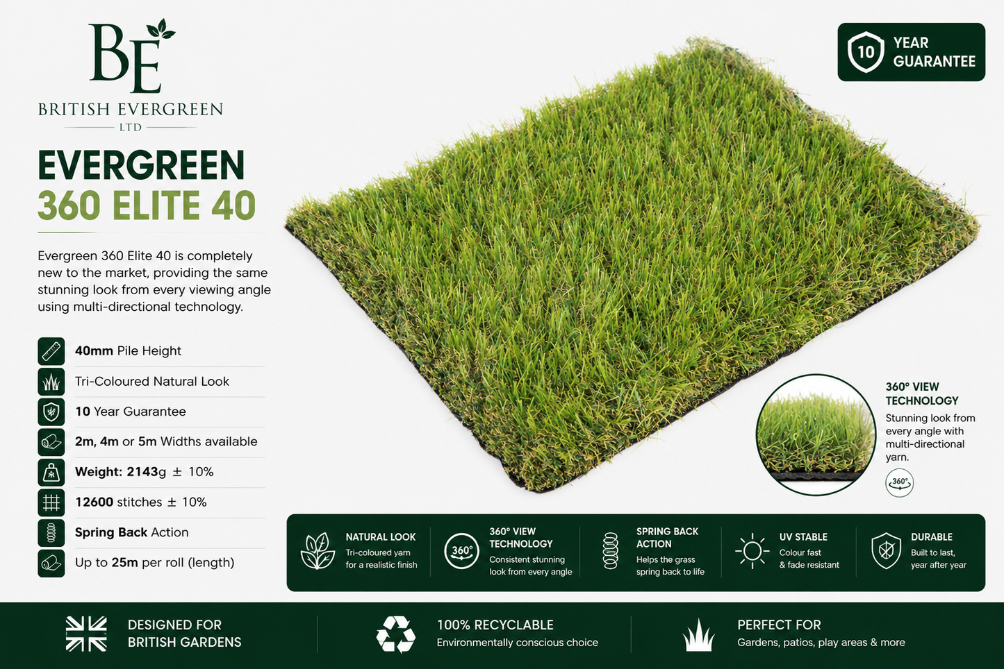 Evergreen 360 Elite 40 - £19.99m²
