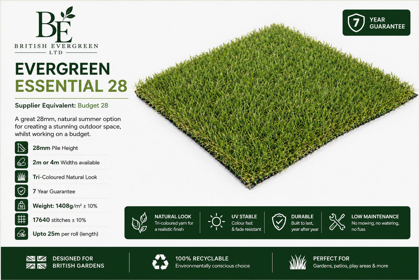 Evergreen Essential 28 - £13.99m²
